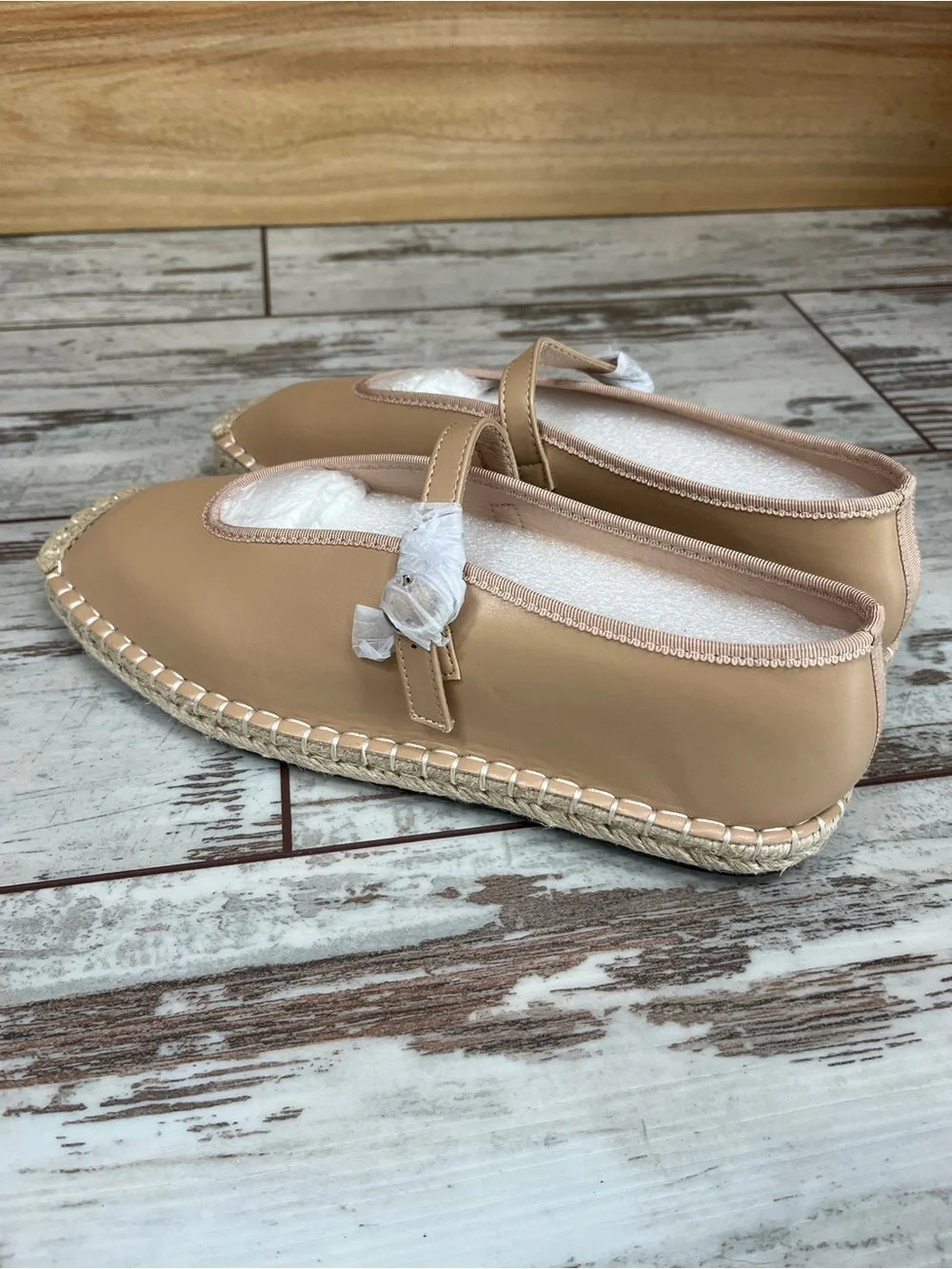 NWOT Coutgo Tan Mary Jane Espadrille Square Toe Ballet Flats Women’s 9